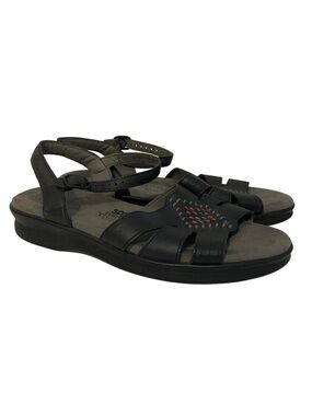 SAS Tripad Comfort Huarache Sandals Strappy Stitched Leather Black Women's 8.5M